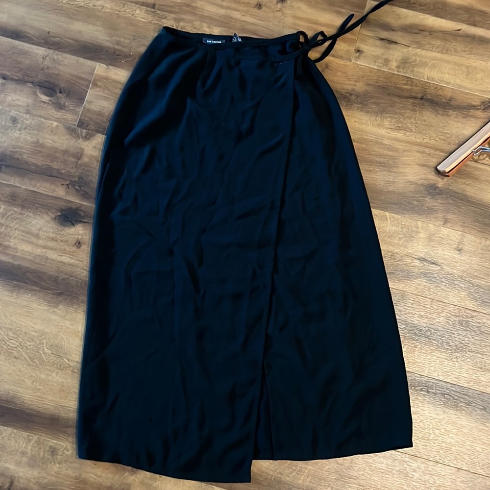Black wrap skirt, maxi